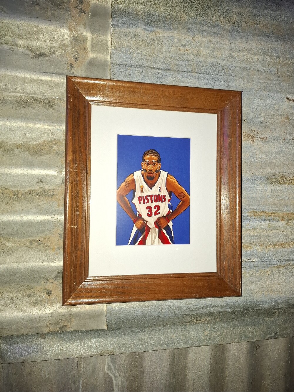 8 Bit Richard Hamilton Retro NBA Detroit Pistons Framed Art Print By Neon Nicho
